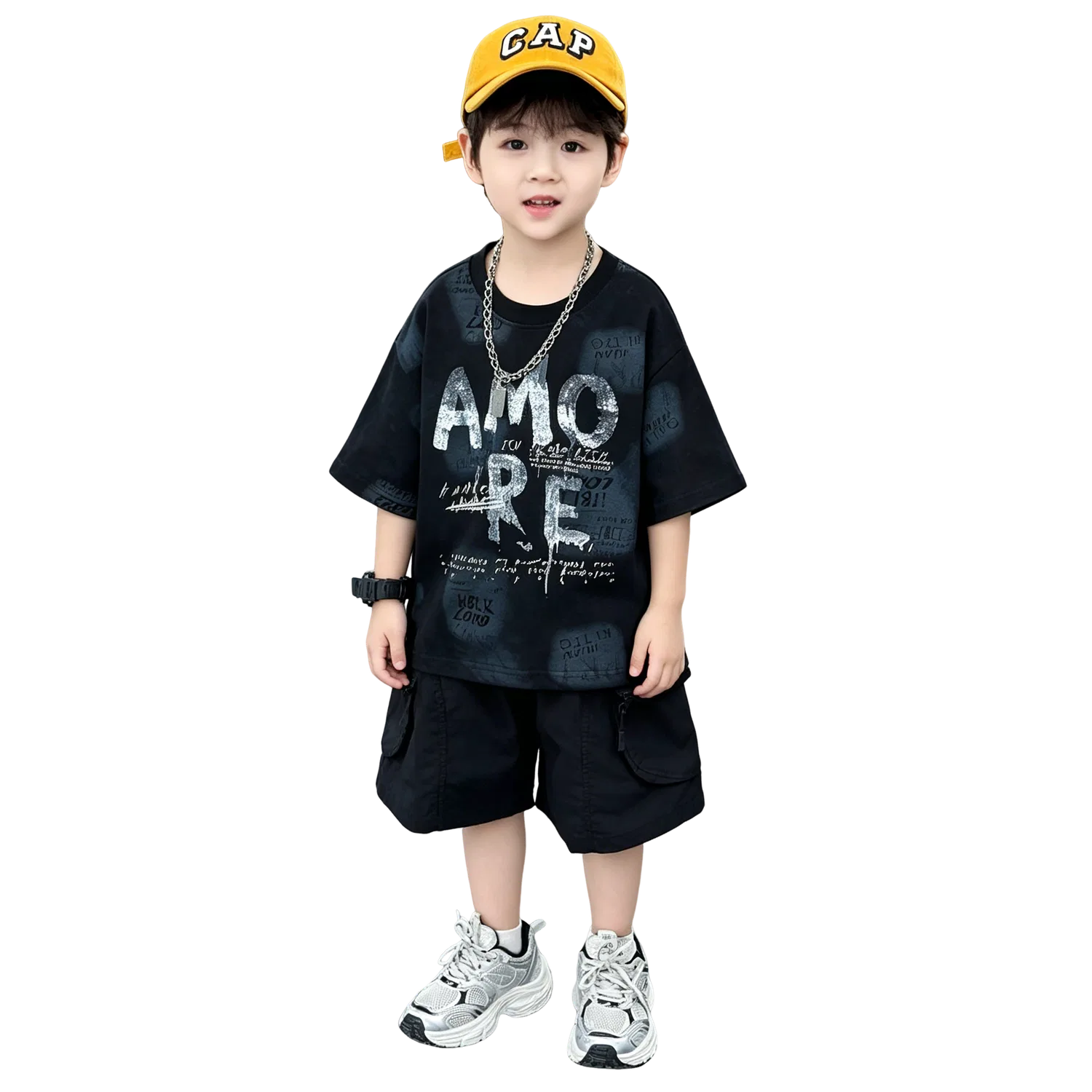 Детский спортивный комплект с коротким рукавом Lanza, Black