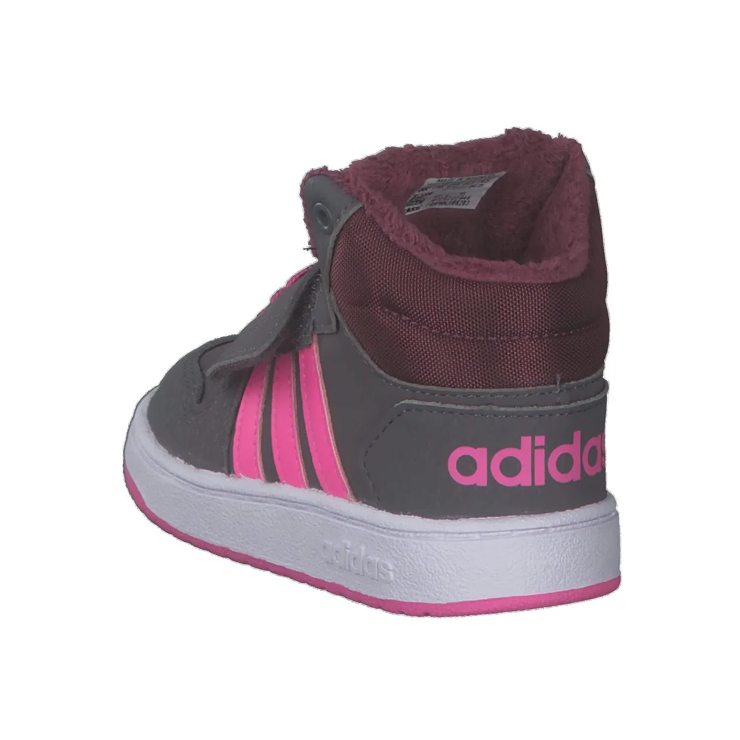 Детские кроссовки для мальчиков с закрытым носком Hoops Mid 2.0 I Adidas, Grey Five Screaming Pink Core Black — фото 4