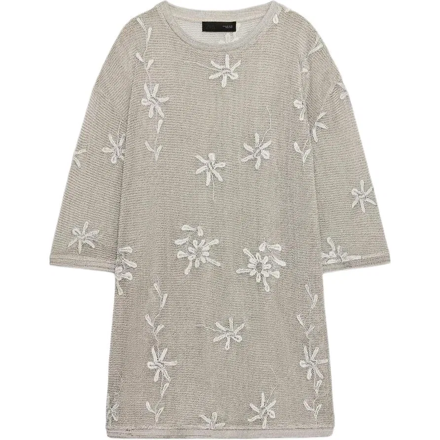 Женский джемпер с круглым вырезом, Серебристый, ZARA