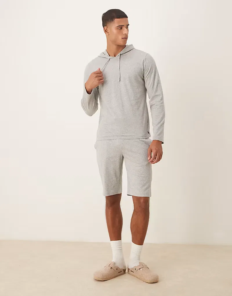 Шорты домашние с логотипом Icon Polo Ralph Lauren, серый — фото 2