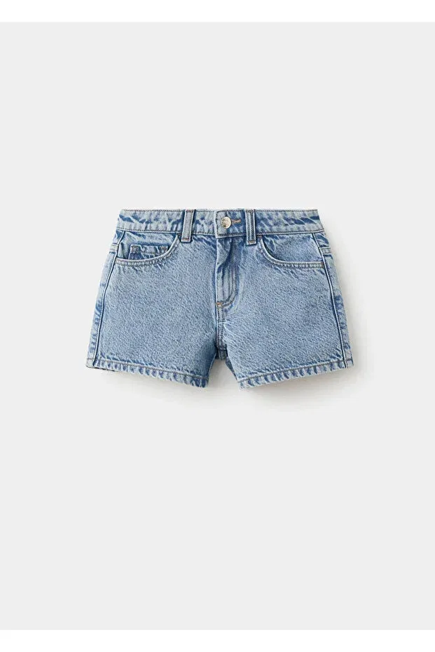 Детские шорты для девочек с принтом Mango Kids, Dull Blue — фото 2