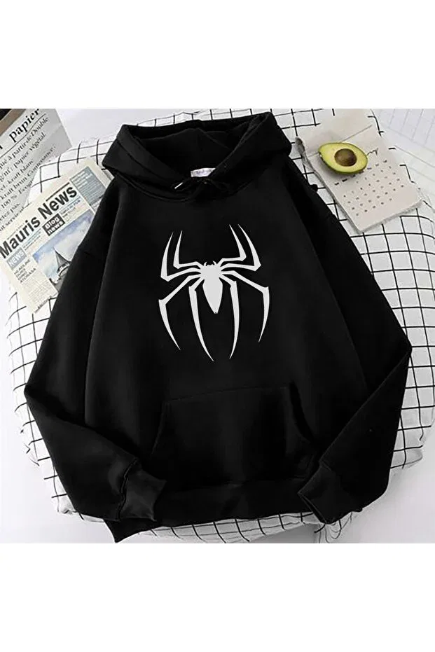 Детское худи с принтом для мальчиков Spider Printed Mech Butik, Black