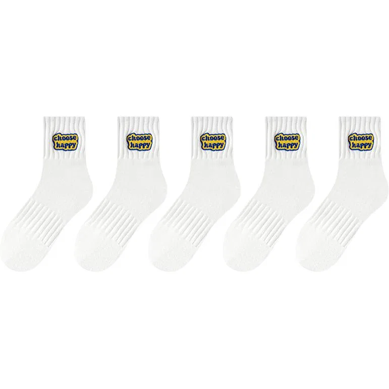 Детские носки 5 пар, с принтом, Mid Calf Socks MIIOW