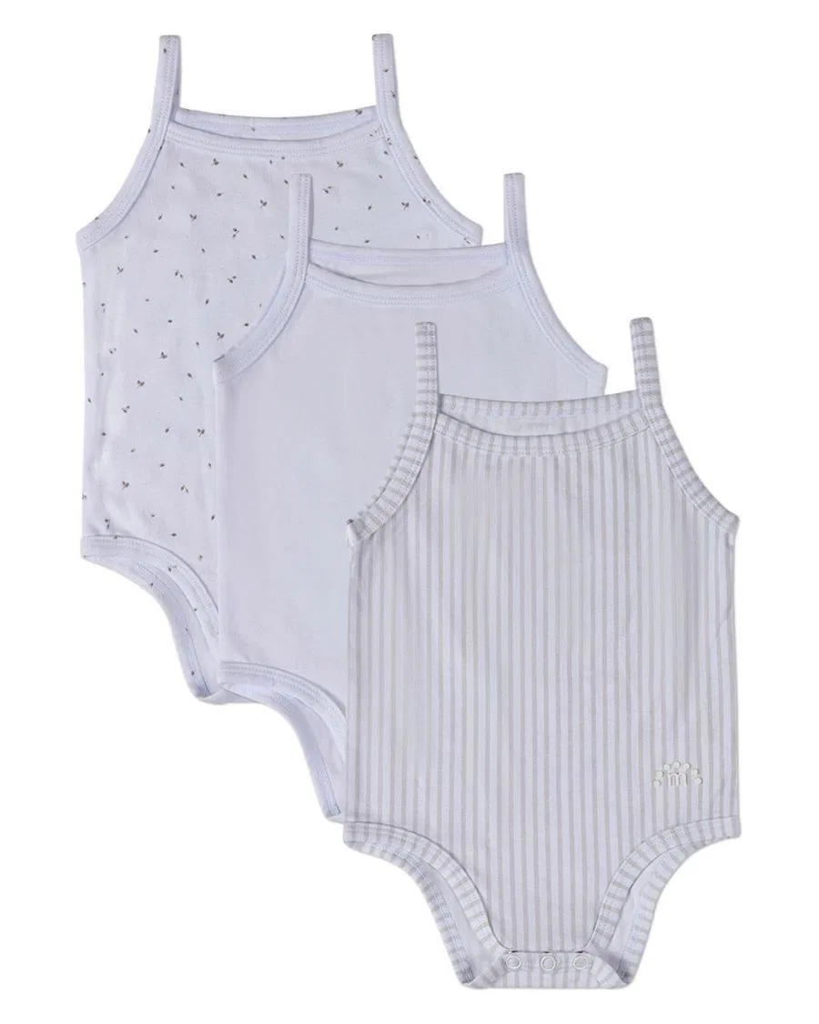 Комплект боди для малышей, 3 шт., с принтом, Petite Leaves MeMoi, White Multi