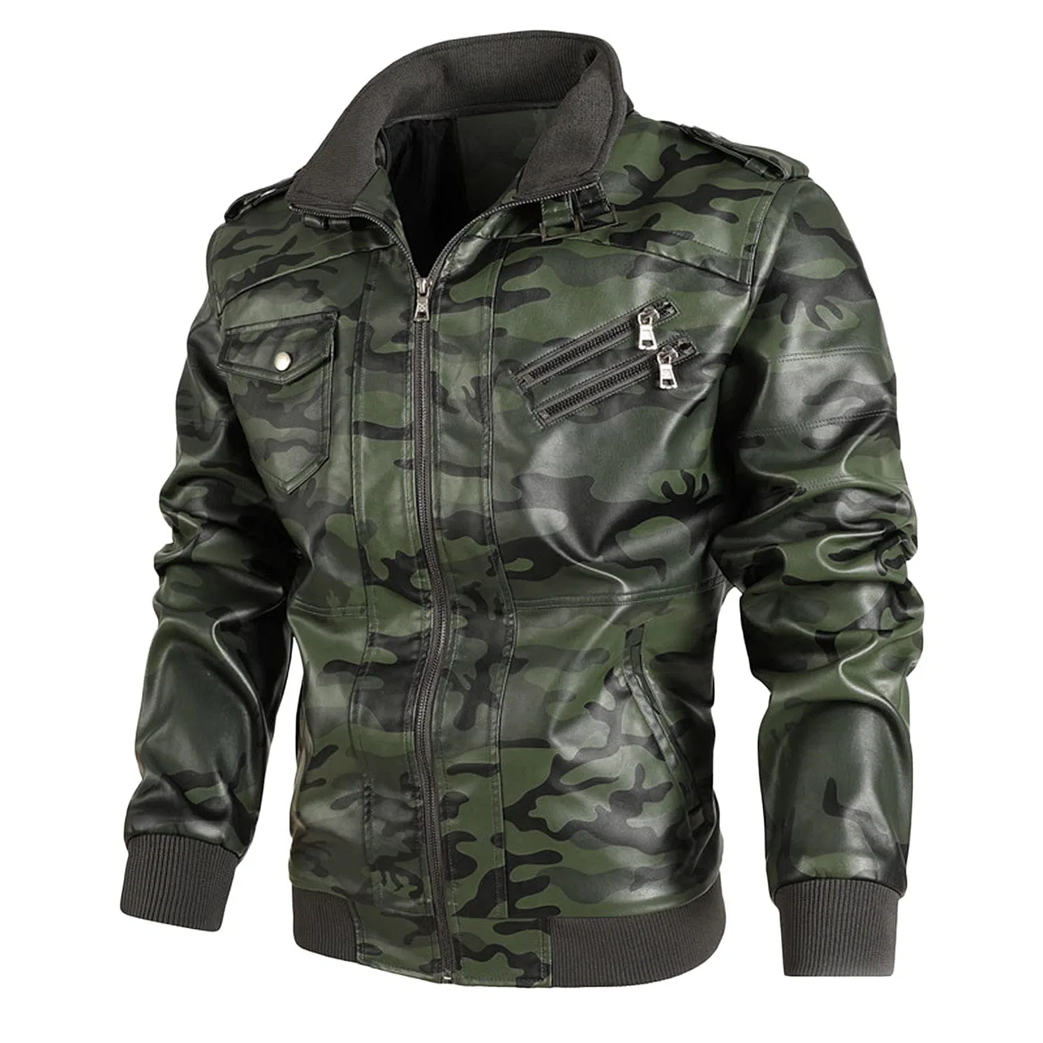 Мужская куртка из замши с длинным рукавом, M02-Green