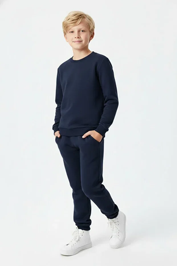 Детский спортивный комплект для мальчиков утепленный 3-слойный Fyk Kids, Navy Blue-Grey-Black — фото 2
