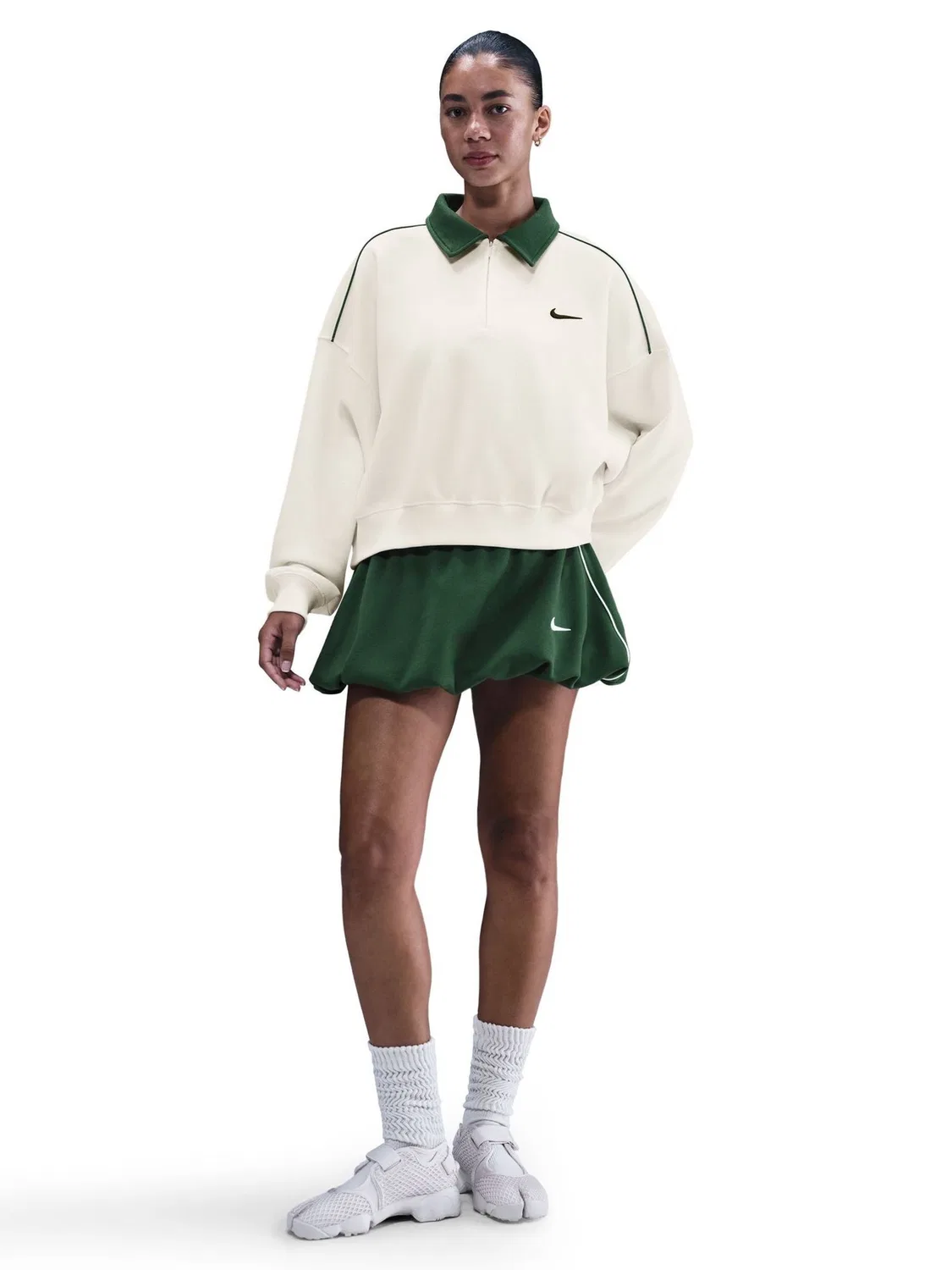 Футболка поло с длинным рукавом, полузастежка Nike, Sail White