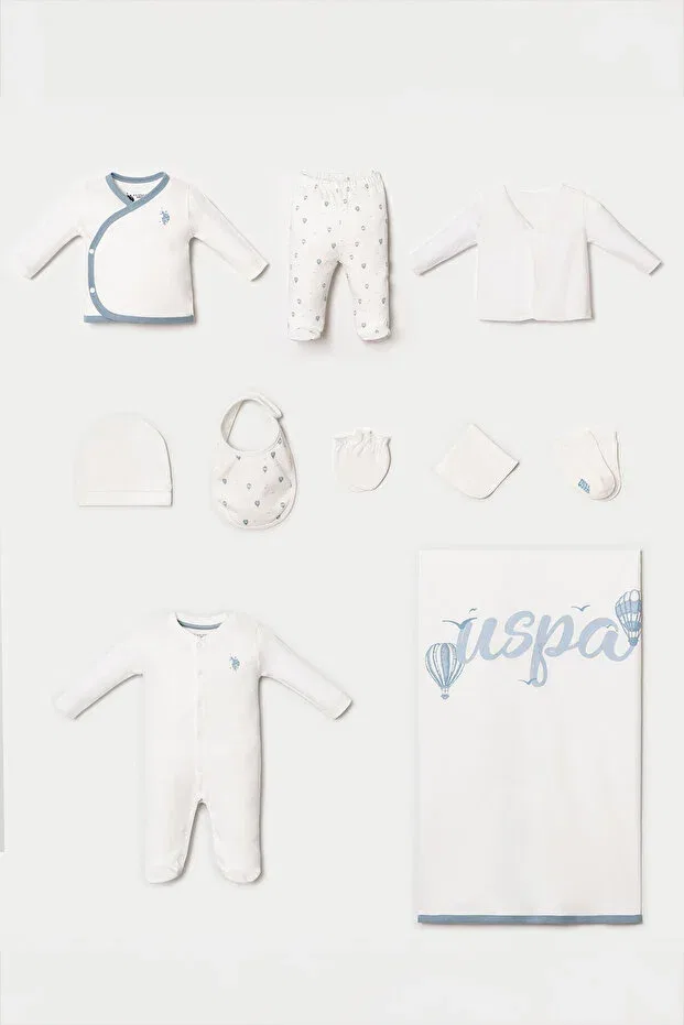 Детский комплект для выписки с принтом U.S. Polo Assn., White
