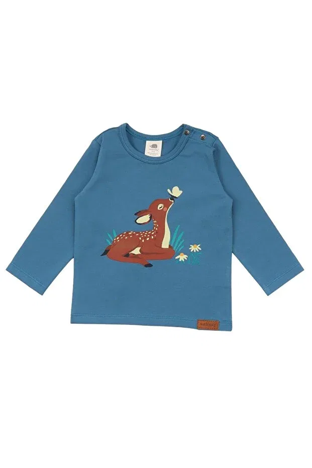 Детская футболка с принтом Baby Gazelle Printed Organic Long Sleeve T-Shirt Walkiddy, Turquoise