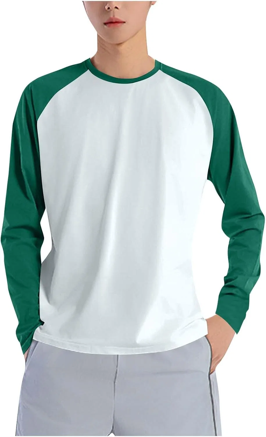 Мужская футболка реглан с длинным рукавом Color Block, Green