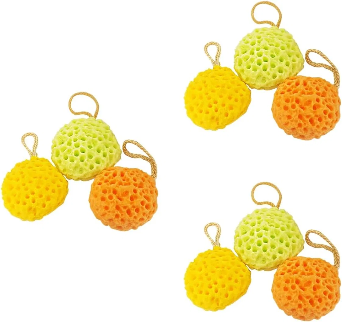 Мочалка для душа Honeycomb Bath Ball, ENESEA, 9 шт, 11x9x5 см, Yellow + Green + Orange Ball