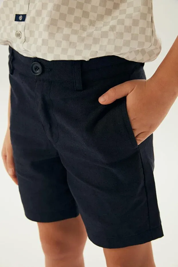 Детские шорты для мальчиков однотонные Nebbati, Navy Blue — фото 4