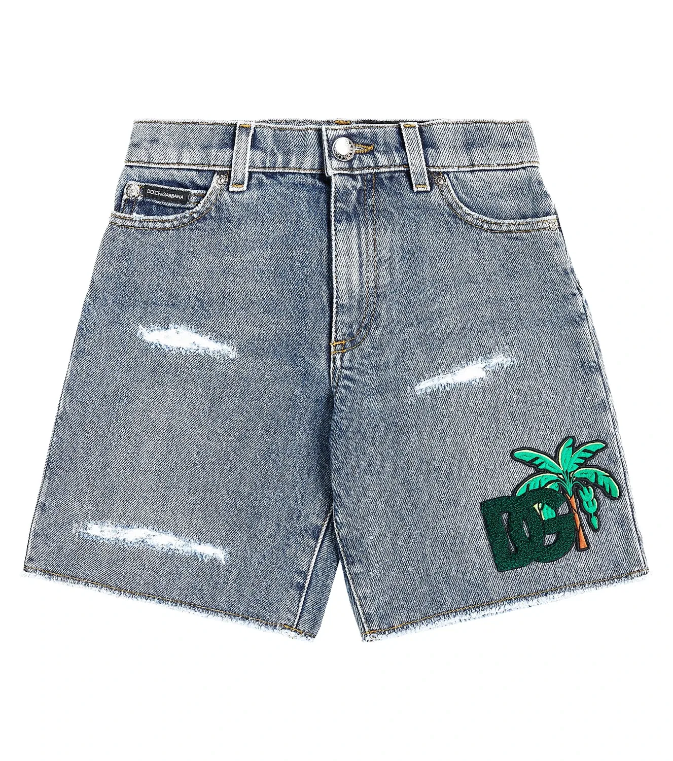 Шорты джинсовые с вышивкой Dolce&Gabbana Kids, синий