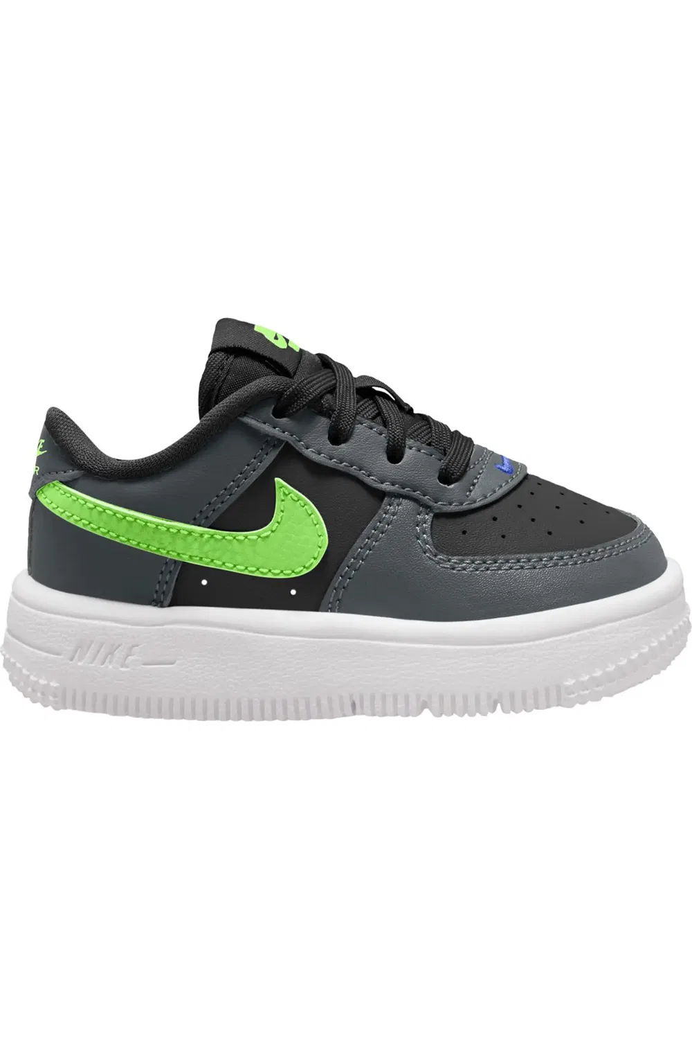 Детские кроссовки баскетбольные Air Force 1 Nike, Black/Lime Blast/Smoke Grey — фото 2