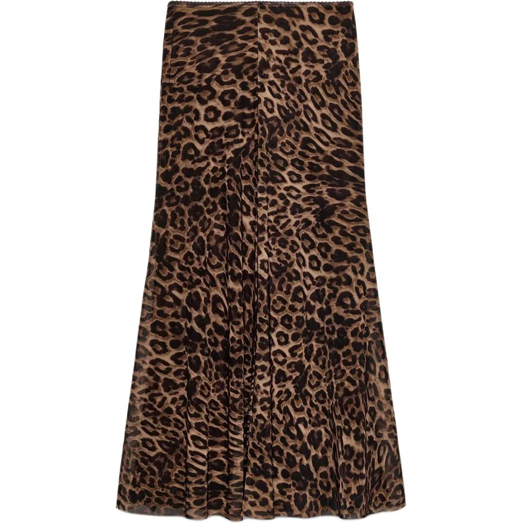 Женская длинная юбка с леопардовым принтом ZARA, Leopard Print/Brown Yellow — фото 3