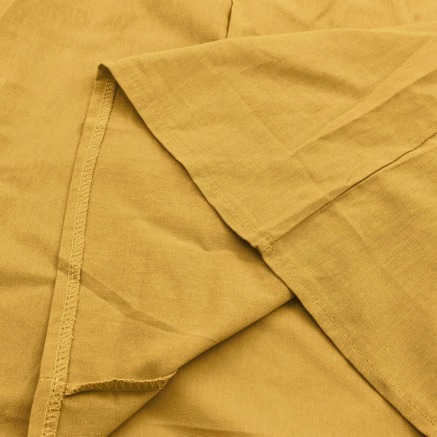 Женское платье миди с V-образным вырезом Cotton Linen, Yellow — фото 4