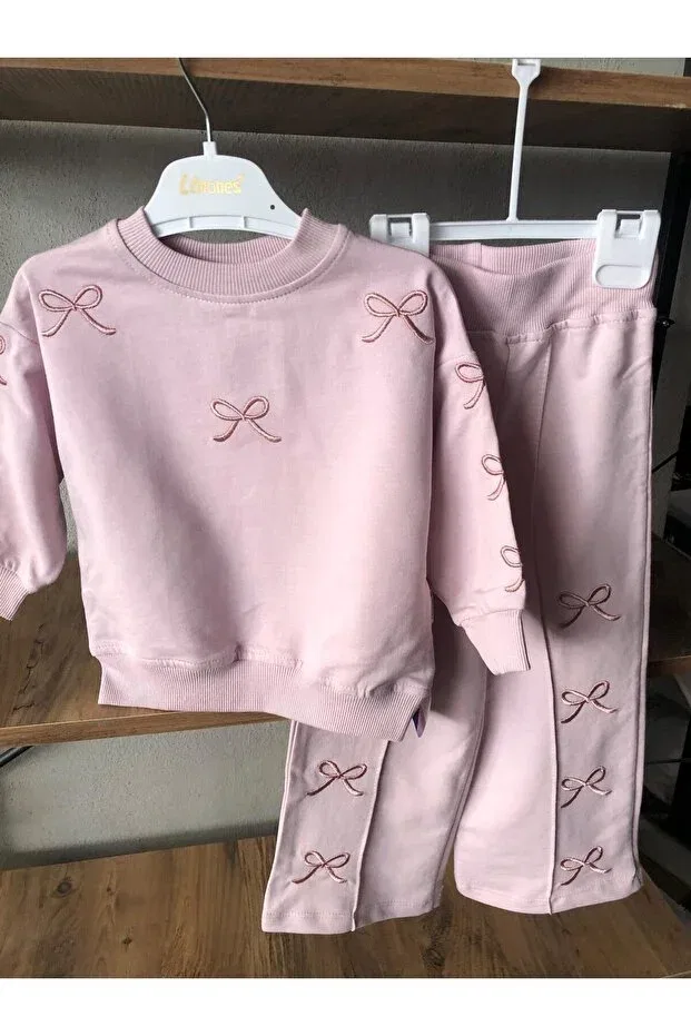 Детский комплект спортивного костюма с вышивкой Glam Lunas Tekstil, Lilac