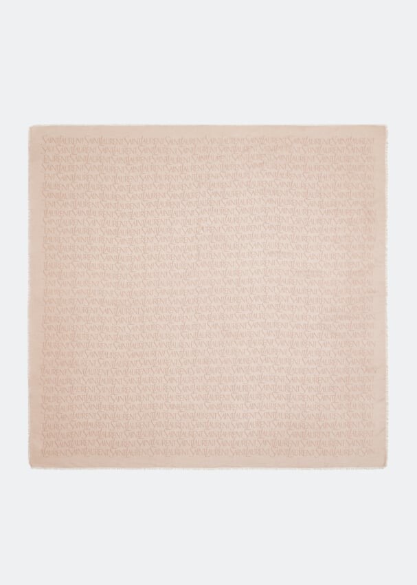 

Шарф SAINT LAURENT Large logo square scarf, бежевый