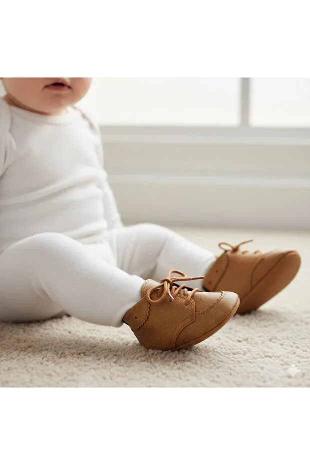 Детские ботиночки для новорожденных из нубука Babexi, Tan Color — фото 3