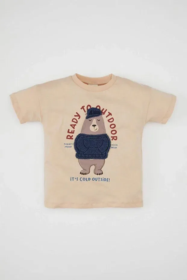 Детская футболка с коротким рукавом Defacto, Beige-Bg391