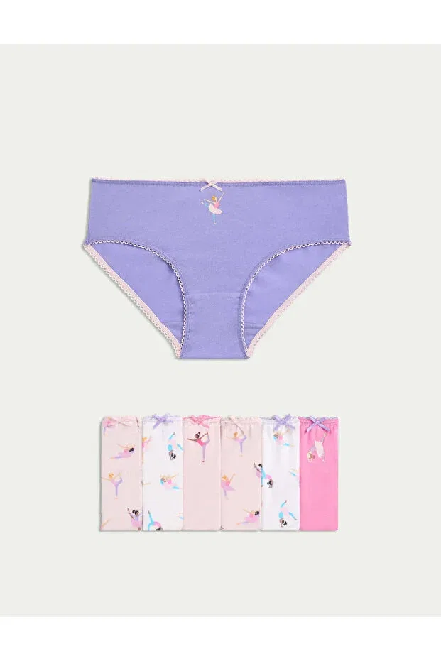Детские трусы для девочек с принтом 7 шт Marks & Spencer, Multi Color