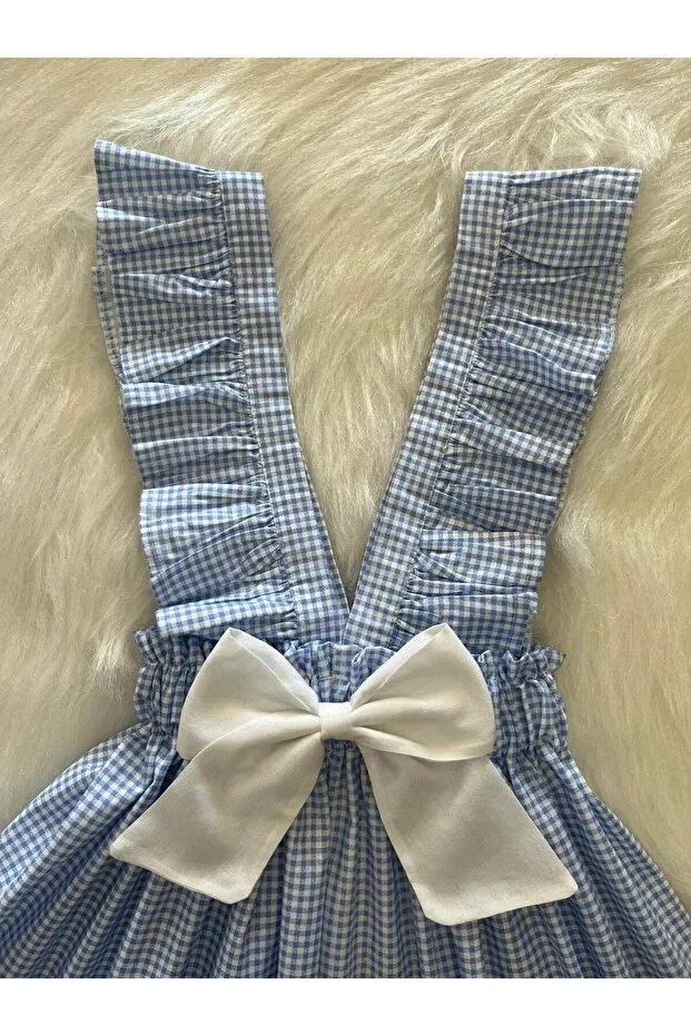 Детское платье-сарафан для девочек хлопковое Eylülce Butik, Blue — фото 4