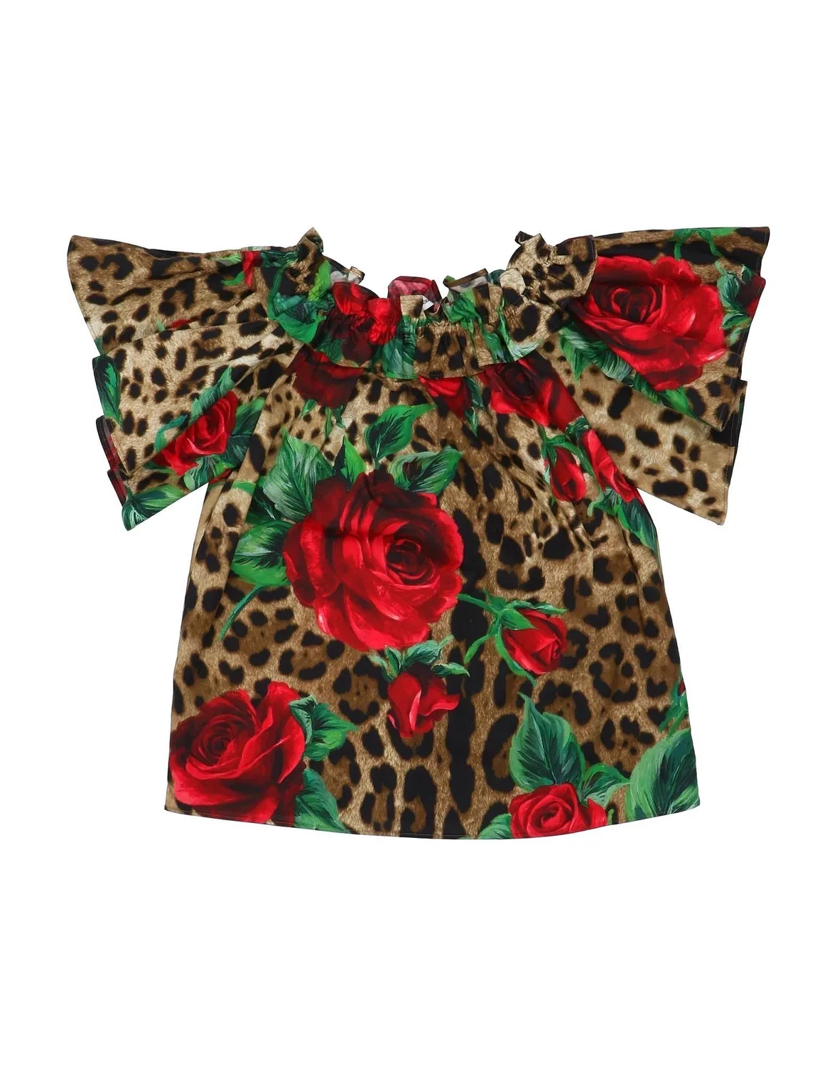 Детская блуза для девочек с цветочным принтом Dolce&Gabbana, хаки
