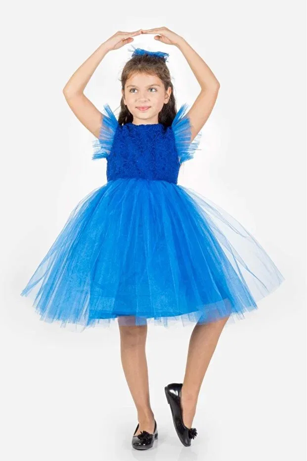 Детское платье для девочек кружевное Mnk Baby&Kids, Saks Blue