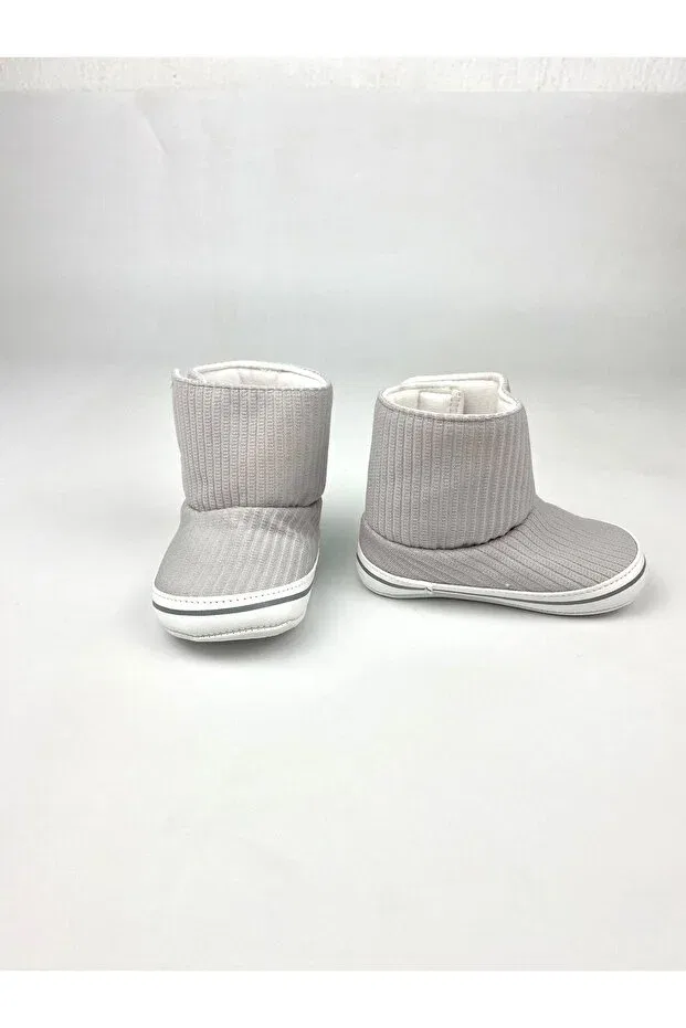 Детские пинетки-сапожки с принтом Baby panduf booties Bebekyol, Gray — фото 4