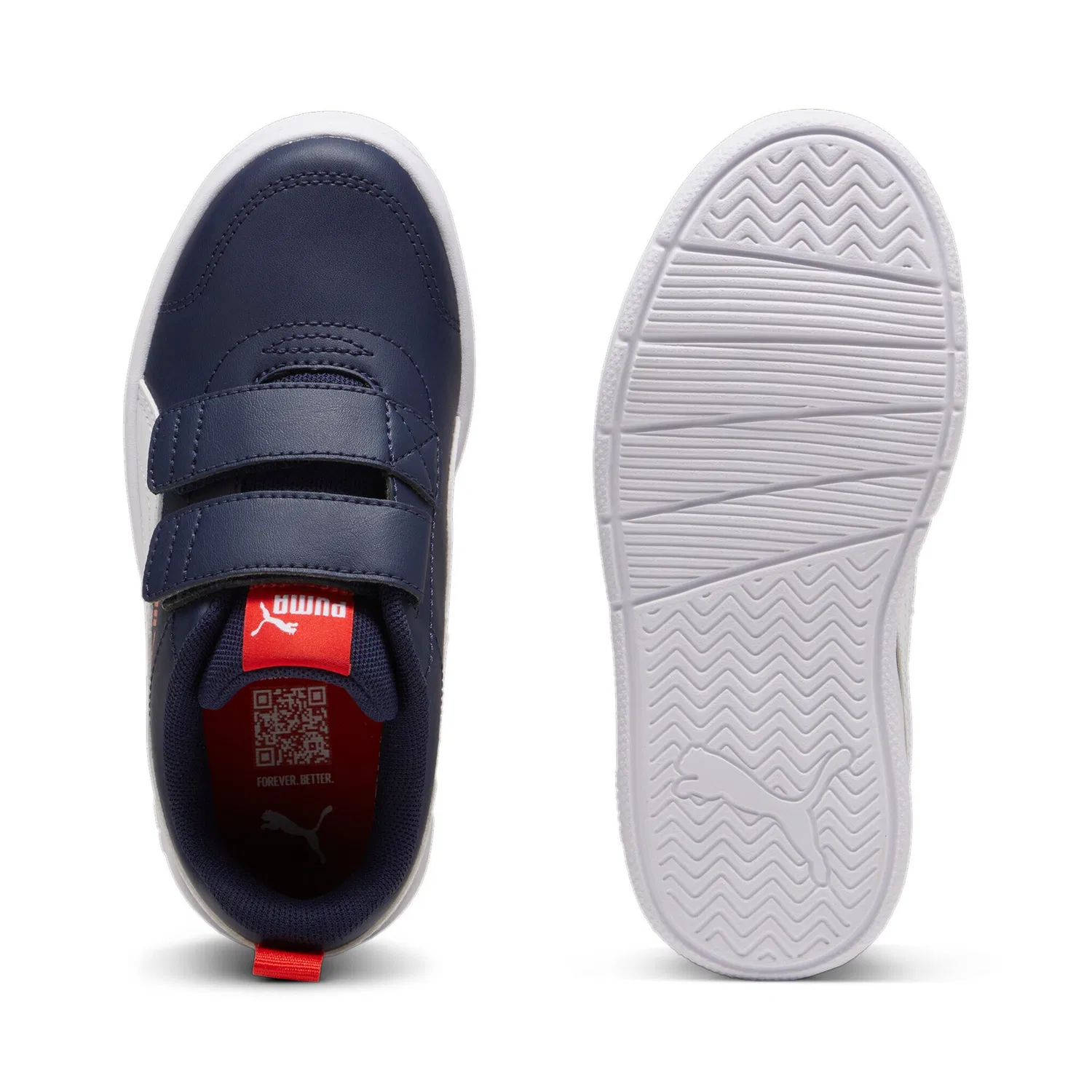 Детские кроссовки для активных игр Courtflex V3 PUMA, Navy/White/Red — фото 4