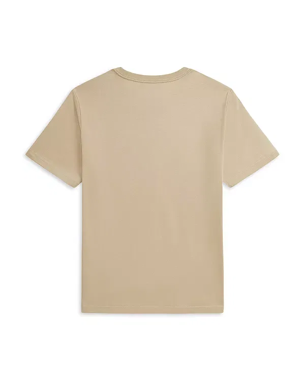 Детская футболка для мальчиков хлопковая Madras Logo Cotton Jersey Tee Ralph Lauren, кремовый — фото 4