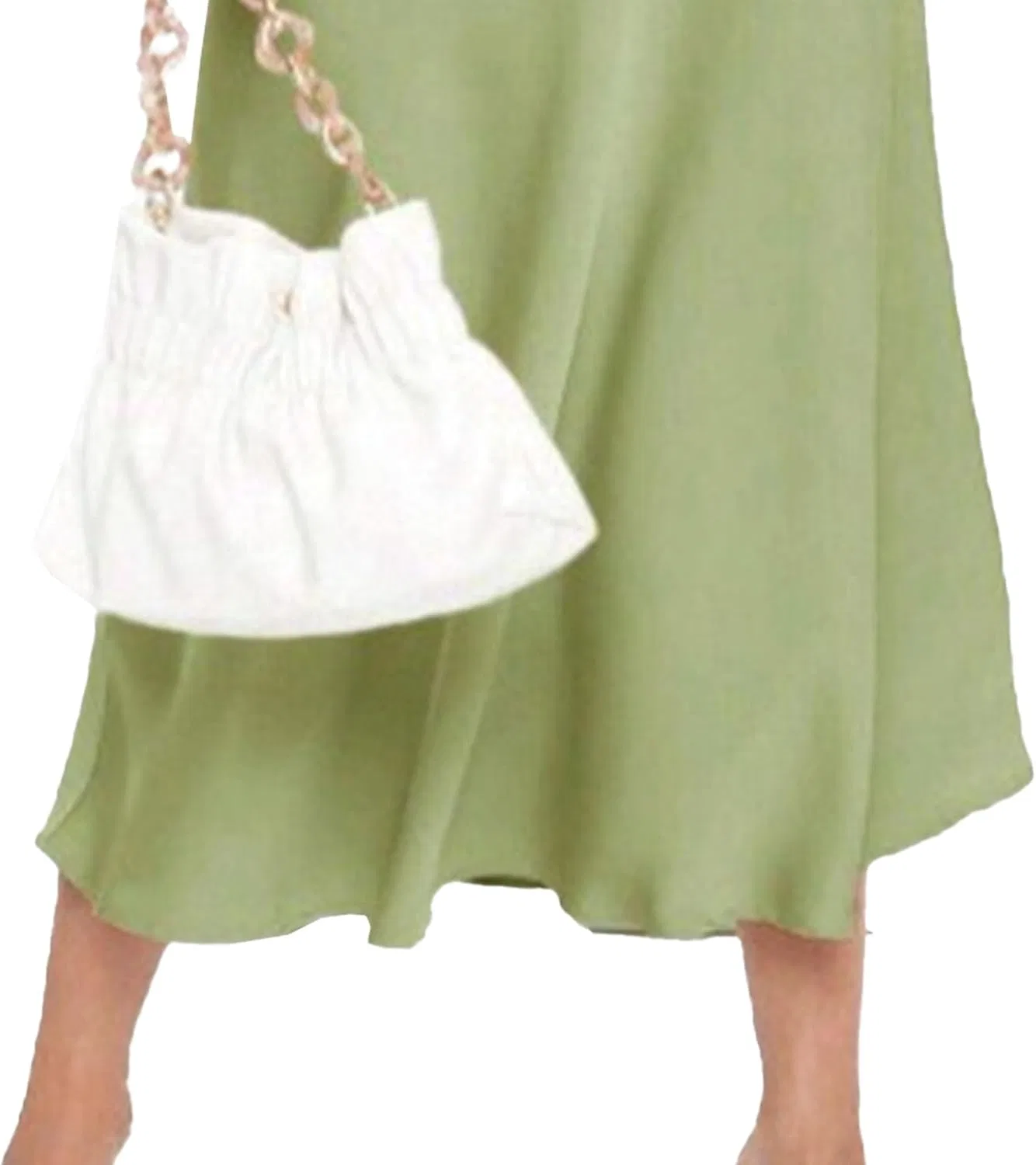 Женское атласное платье миди на тонких бретелях, Light Green — фото 4