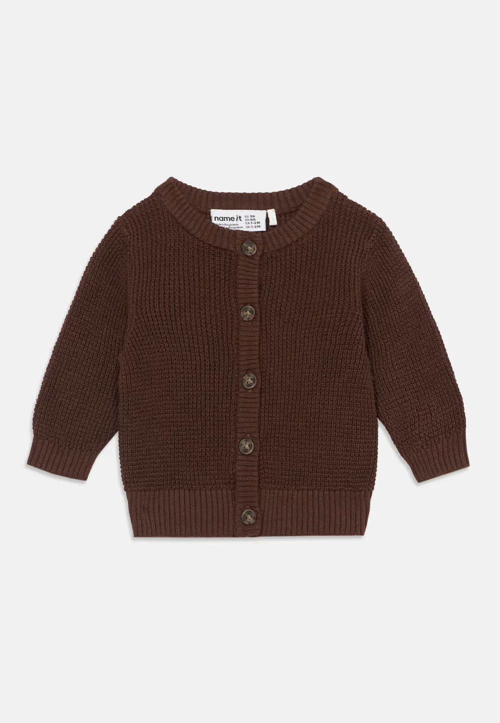 Nbnbubba ls knit card noos unisex - cardigan Name It, French Roast
