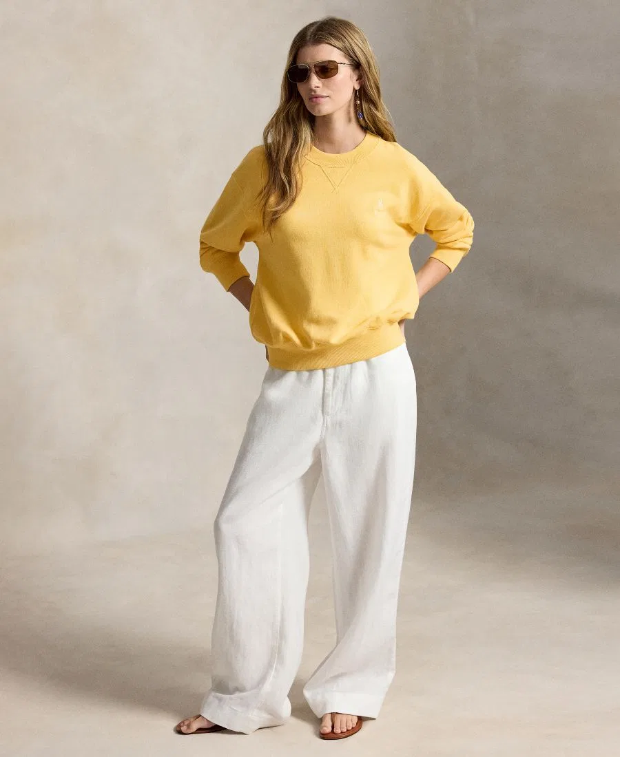 Женский свитшот Island Fleece с круглым вырезом и длинным рукавом Polo Ralph Lauren, Banana Cream — фото 2