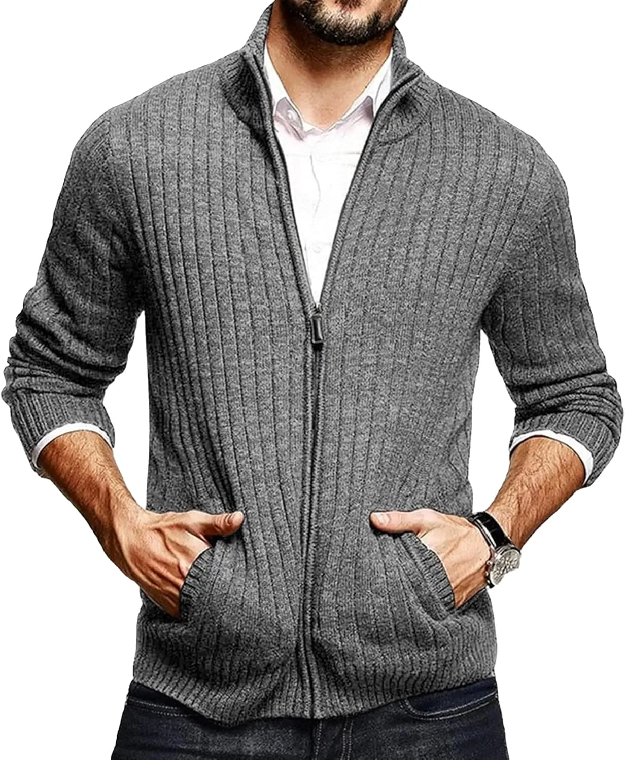 

Мужской кардиган DGHM-JLMY, кабельная вязка, Slim Fit