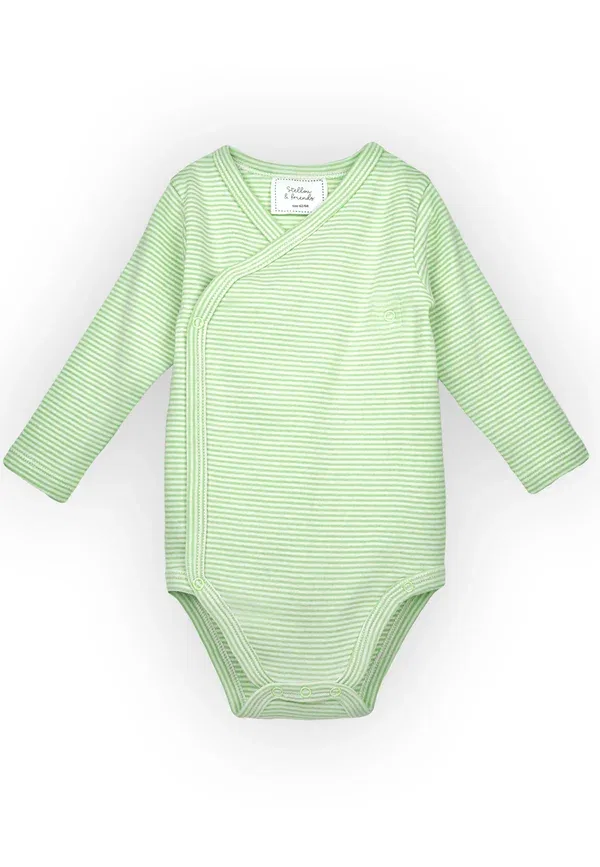 Боди хлопковое Langarm cross 3 pack Stellou & Friends, mint, beige stripes, черный/бежевый/мятный — фото 3