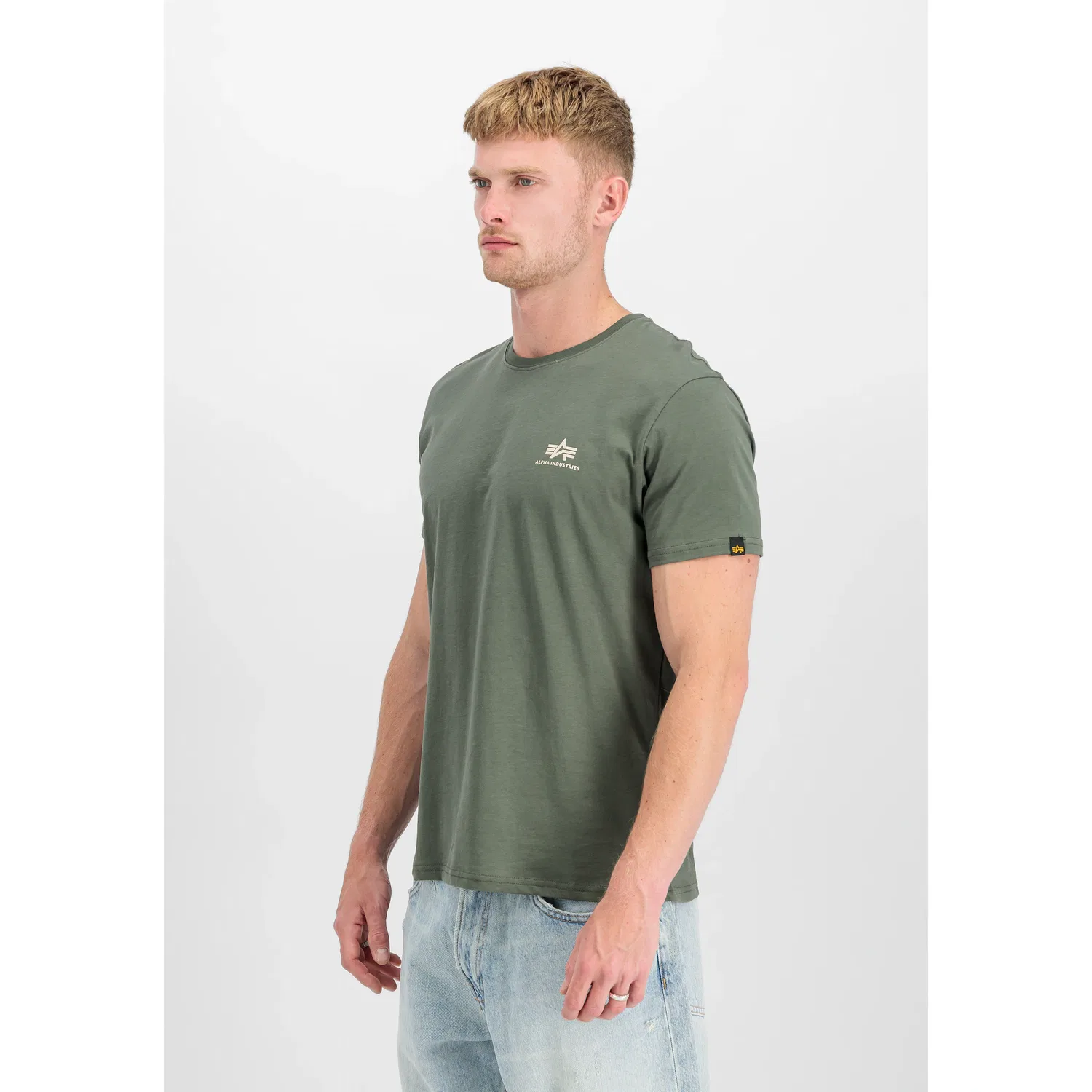Детская футболка с принтом Alpha Industries, Vintage Green — фото 2