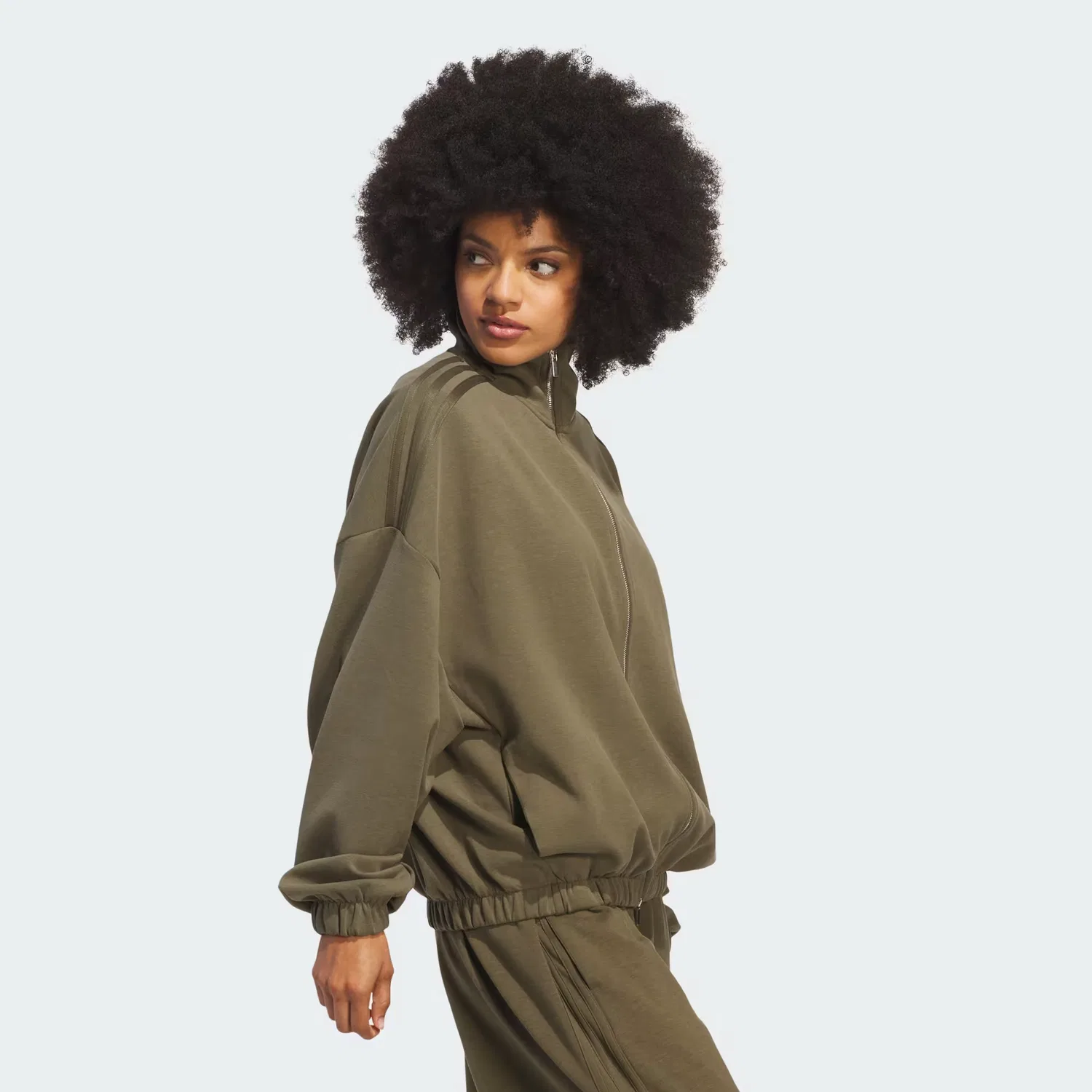 Женская толстовка на молнии оверсайз Adidas Originals, Olive Strata
