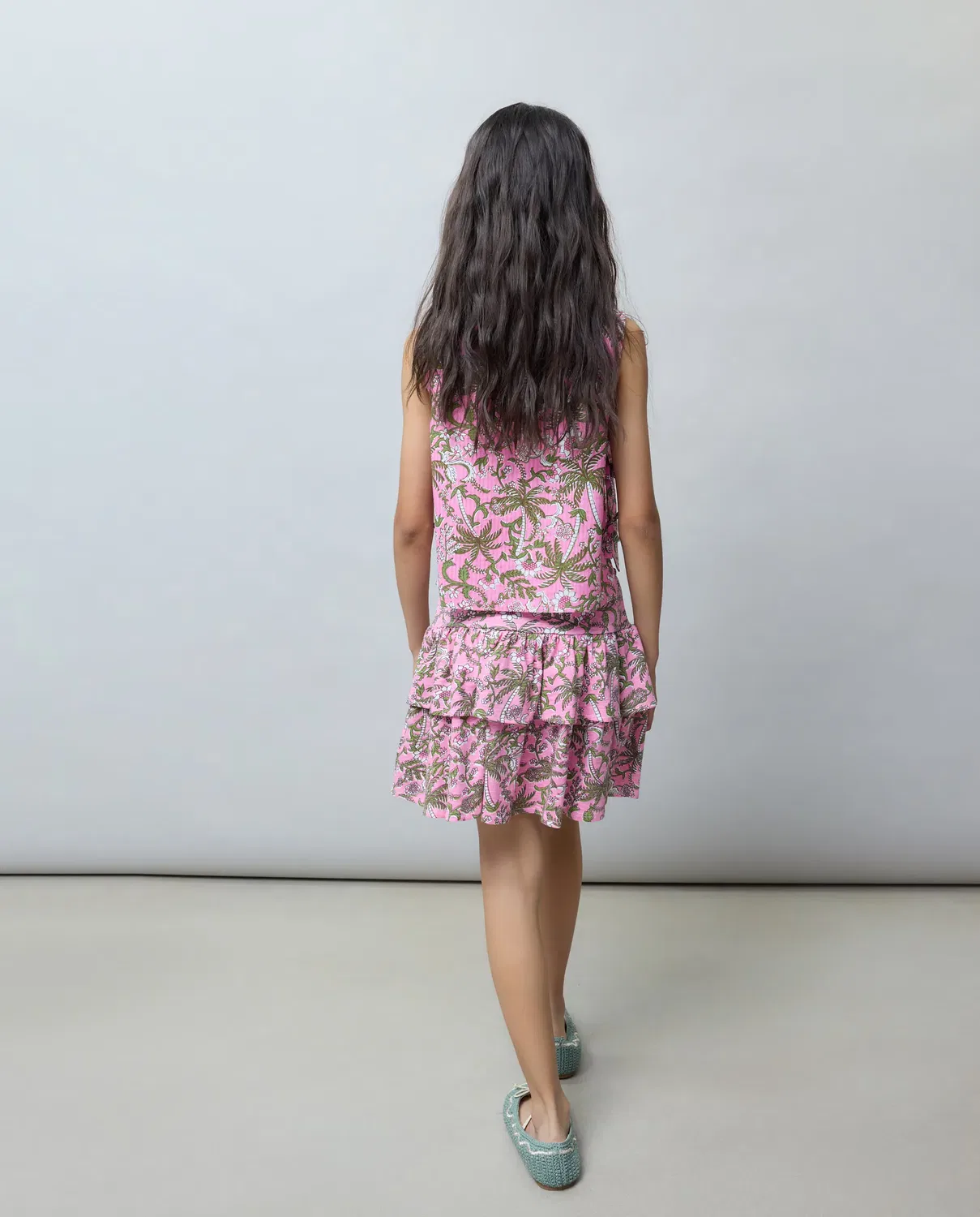 Детская юбка для девочек хлопковая с двойным воланом Kids El Corte Inglés, Rosa — фото 3