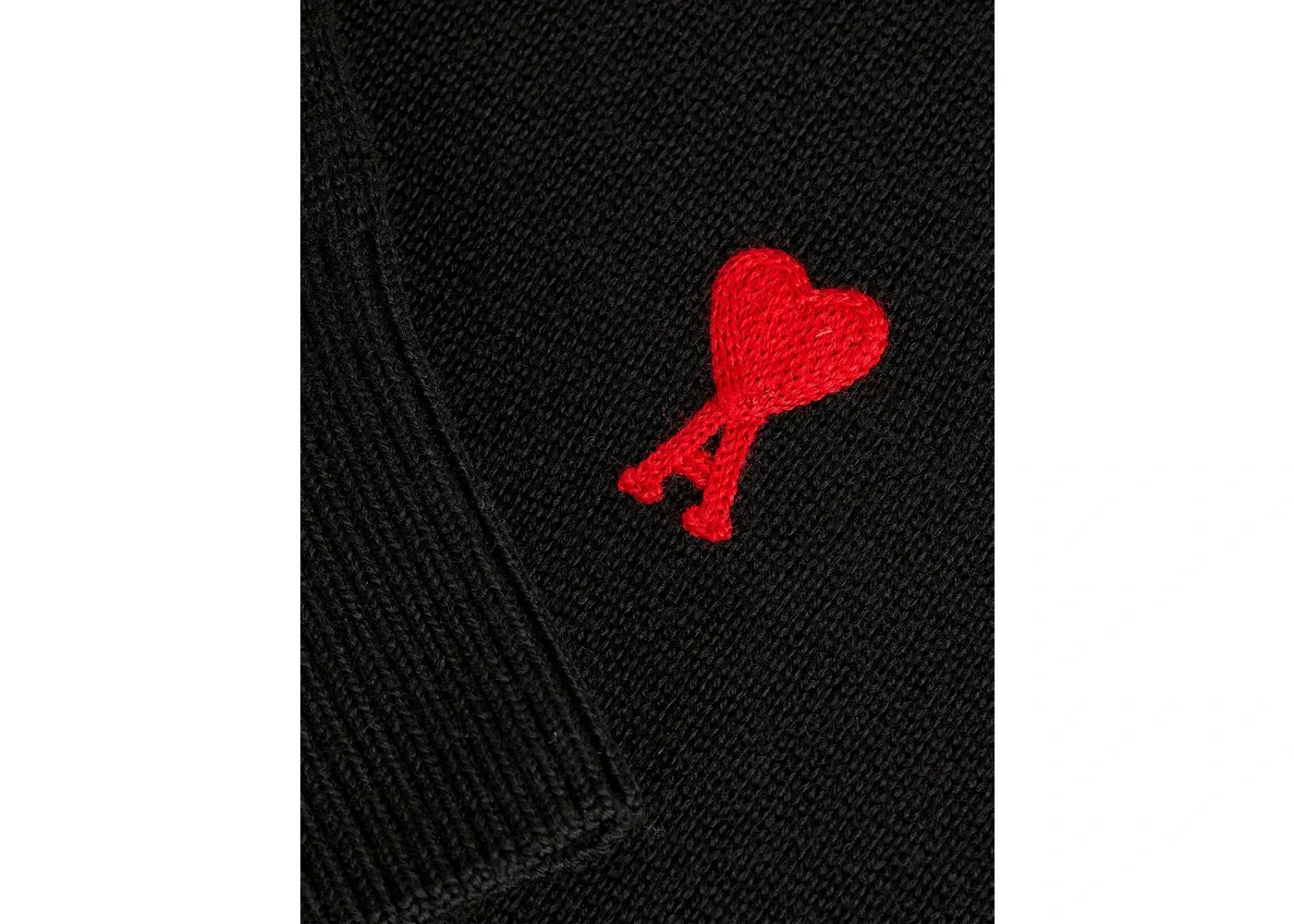 Мужской свитер с круглым вырезом из мериносовой шерсти Ami De Coeur Ami Paris, Black/Red — фото 2