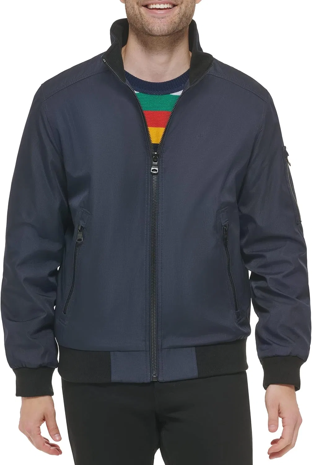 Мужская ветровка с подкладкой из флиса, модель Sherpa-lined Hooded Soft Shell Jacket, Calvin Klein, Rip Stop True Navy