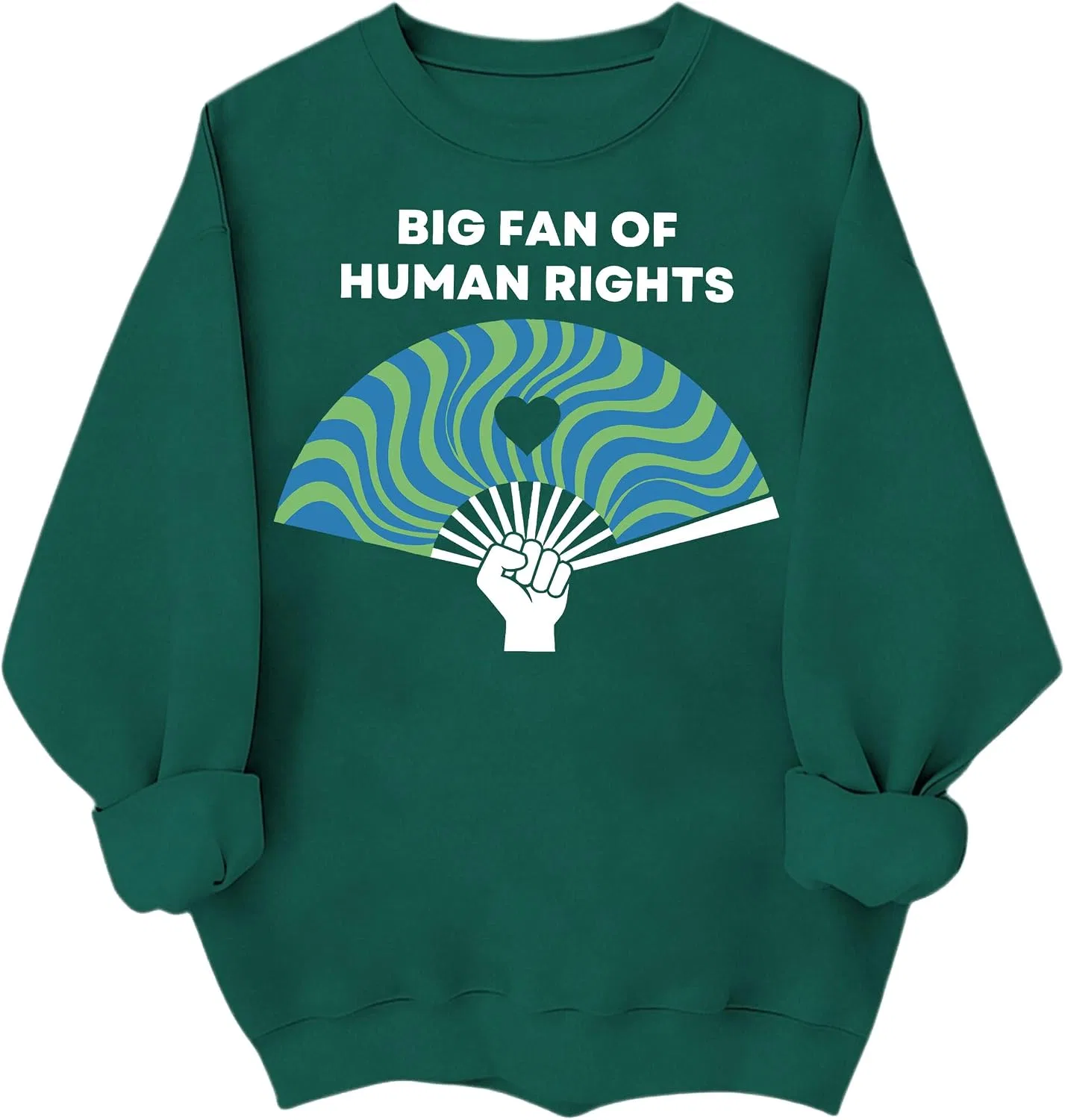 Женское худи с принтом Big Fan Of Human Rights, зелёный