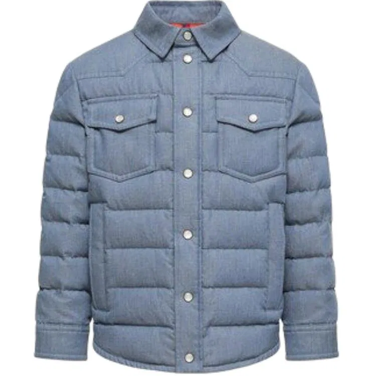 Детская куртка пуховик с длинным рукавом Moncler, Gray Blue — фото 3