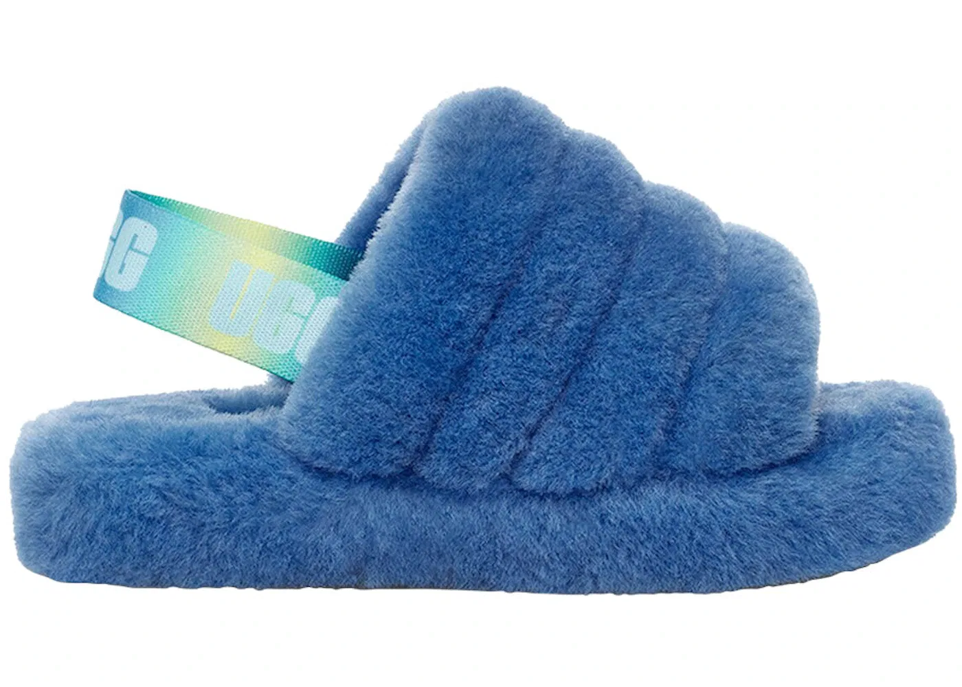 Детские шлепанцы с меховой отделкой UGG Fluff Yeah Slide, Mystic Blue Gradient