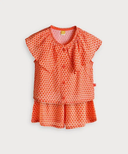 Детский комплект из топа без рукавов и шорт с принтом Multi Flower Frill Sleeve moimoln, Red