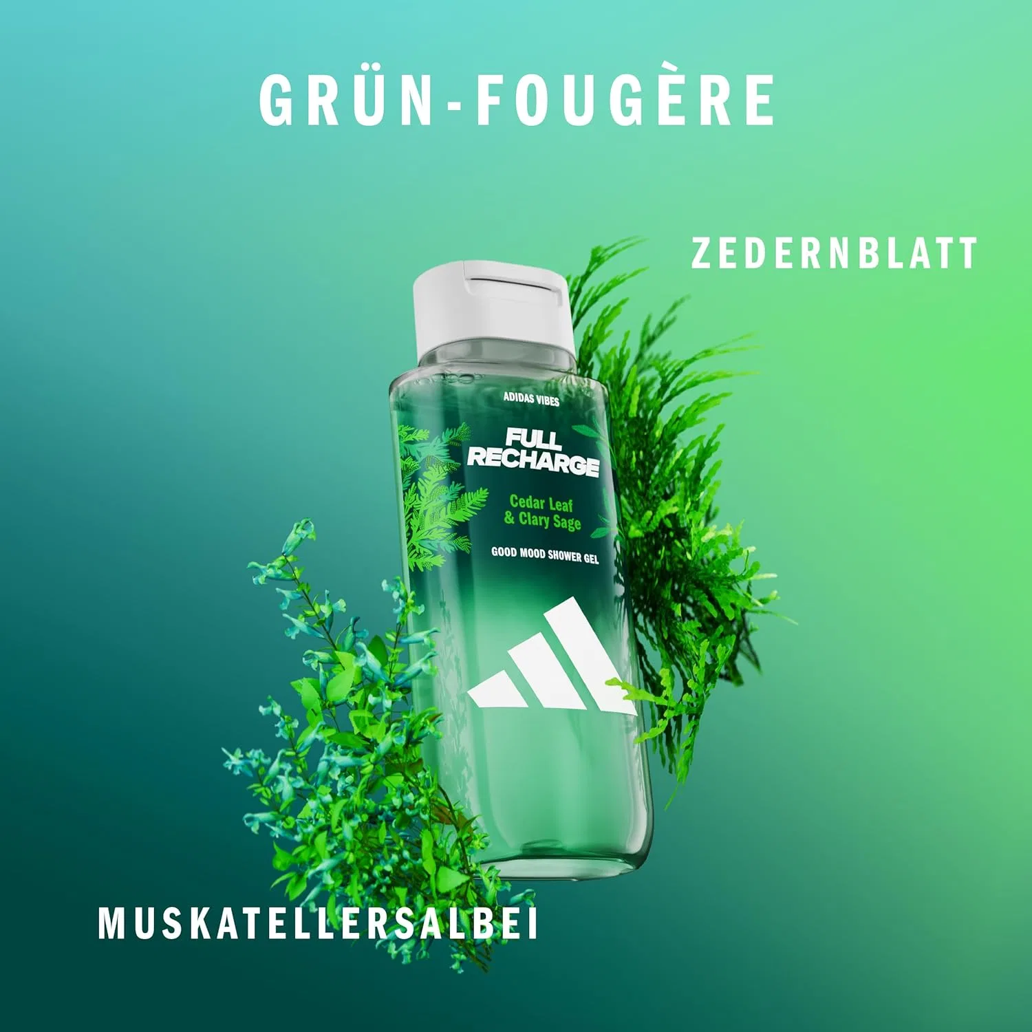Гель для душа Vibes Full Recharge, adidas, 250 мл, Clary Sage Oil — фото 4