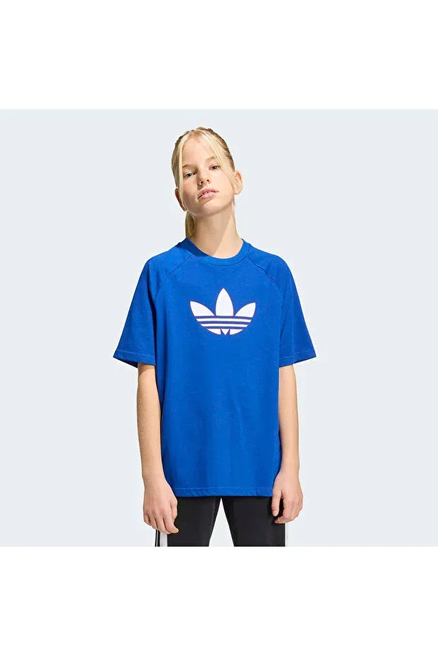 Детская футболка для девочек с принтом Graphic Trefoil Kids, Adidas, Blue