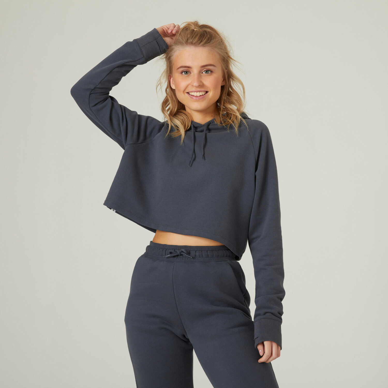 

Толстовка женская короткая - Crop 520 бежевый DOMYOS, бежевый