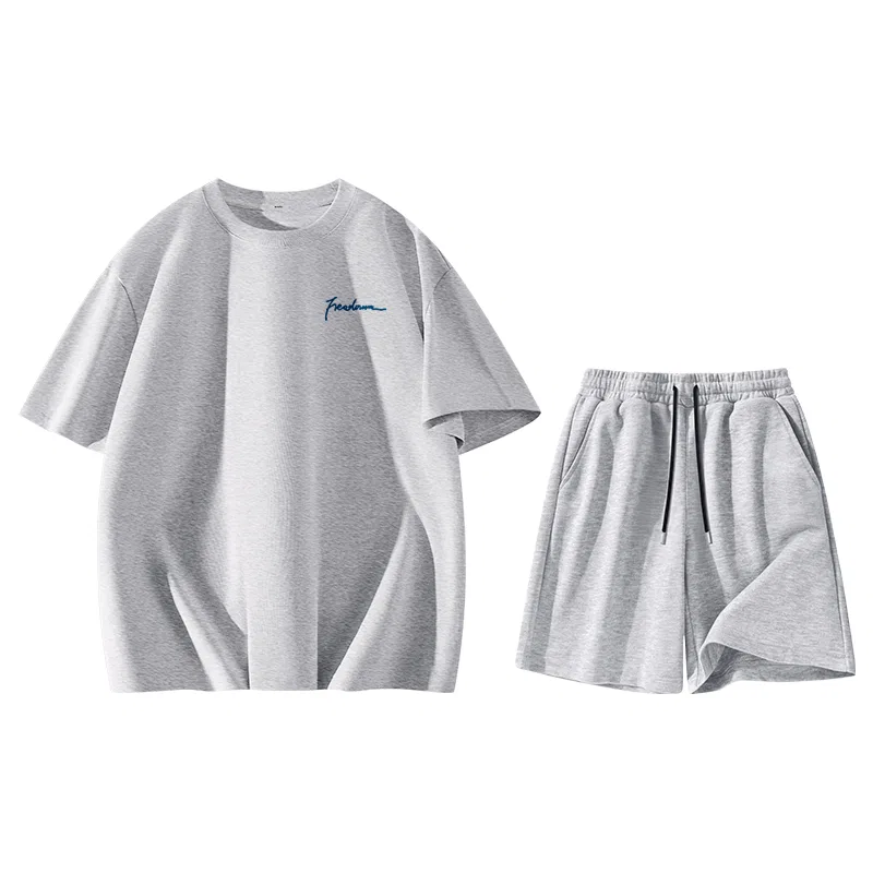 Детский комплект спортивной одежды из хлопка Good Luck Comes to Chest Logo MINISO, Heather Gray