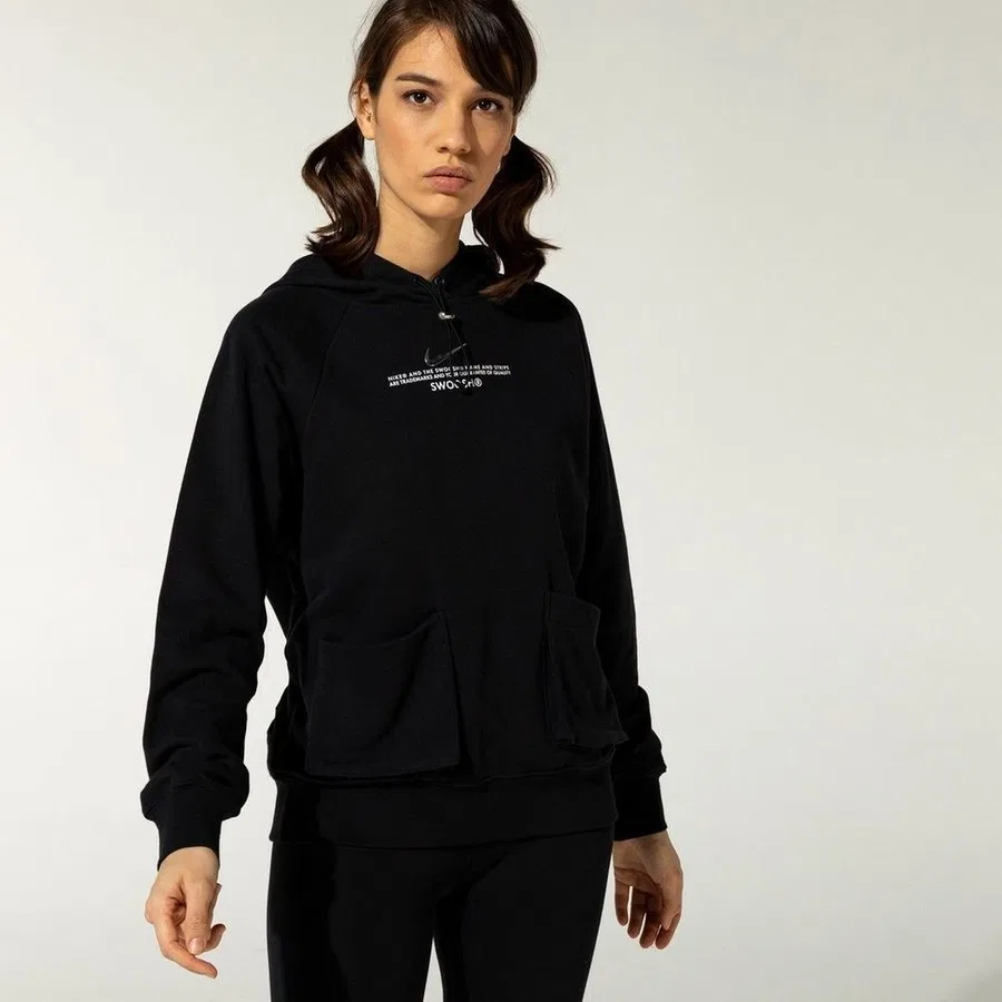 Женский худи с капюшоном и принтом Sportswear Swoosh Nike, Черный — фото 2